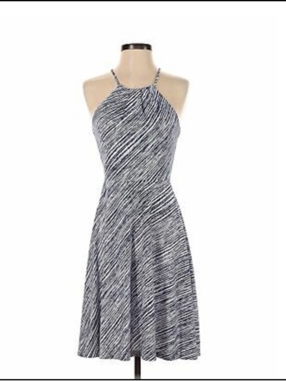 Ann Taylor Sleeveless Halter Neck Navy & White Dress
